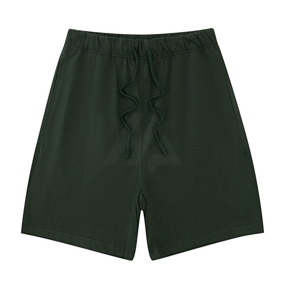Dark Green Cotton Terry Shorts